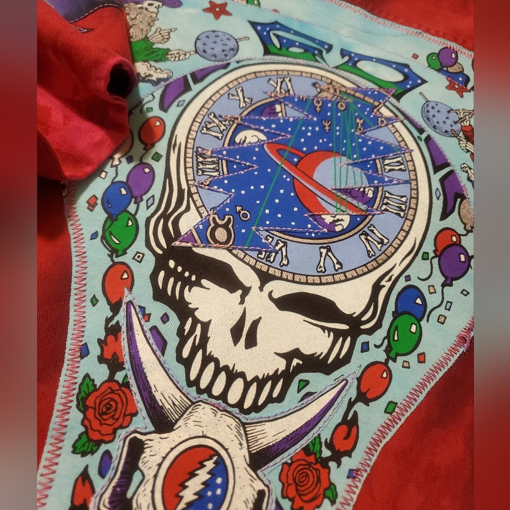 Vintage Levis Tie-dye Shirt + Liquid Blue Grateful Dead Patch New Year 1990 1995 - Picture 5 of 14